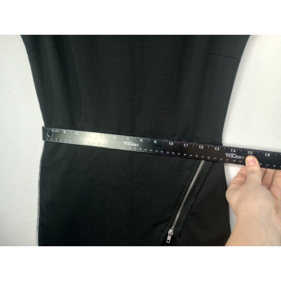 NWT Three Pink Hearts Dress Black Zipper Mini Size S Faux Wrap Front Stretch - Picture 8 of 14